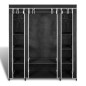 Armadio in Tessuto con Scomparti e Aste 45x150x176 cm Nero Armadio in Tessuto con Scomparti e Aste 45x150x176 cm Nero