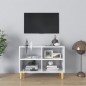 Mobile TV con Gambe in Legno Massello Bianco Lucido 69,5x30x50 cm Mobile TV con Gambe in Legno Massello Bianco Lucido 69,5x30x50 cm