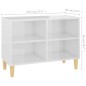 Mobile TV con Gambe in Legno Massello Bianco Lucido 69,5x30x50 cm Mobile TV con Gambe in Legno Massello Bianco Lucido 69,5x30x50 cm