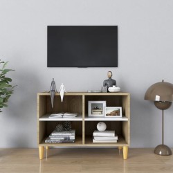 Mobile TV & Gambe in Legno Massello Rovere Sonoma 69,5x30x50 cm