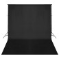 vidaXL Sistema Portafondali con Fondale Nero 300 x 300 cm vidaXL Sistema Portafondali con Fondale Nero 300 x 300 cm