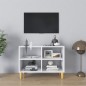Mobile TV con Gambe in Legno Massello Bianco 69,5x30x50 cm Mobile TV con Gambe in Legno Massello Bianco 69,5x30x50 cm