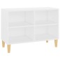 Mobile TV con Gambe in Legno Massello Bianco 69,5x30x50 cm