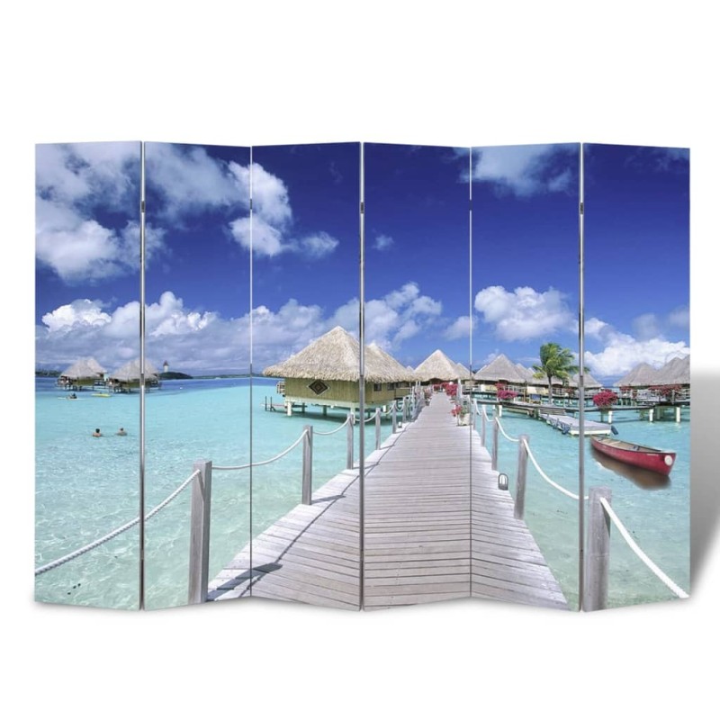 Paravento Pieghevole 217x170 cm con Stampa Spiaggia Paravento Pieghevole 217x170 cm con Stampa Spiaggia