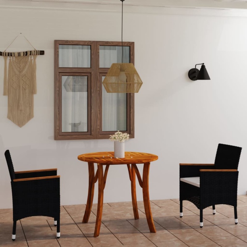 Set Mobili da Pranzo per Giardino 3 pz Nero Set Mobili da Pranzo per Giardino 3 pz Nero