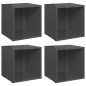 Mobile Porta TV 4 pz Grigio Lucido 37x35x37 cm in Truciolato Mobile Porta TV 4 pz Grigio Lucido 37x35x37 cm in Truciolato