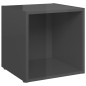 Mobile Porta TV 4 pz Grigio Lucido 37x35x37 cm in Truciolato Mobile Porta TV 4 pz Grigio Lucido 37x35x37 cm in Truciolato