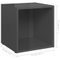 Mobile Porta TV 4 pz Grigio Lucido 37x35x37 cm in Truciolato Mobile Porta TV 4 pz Grigio Lucido 37x35x37 cm in Truciolato