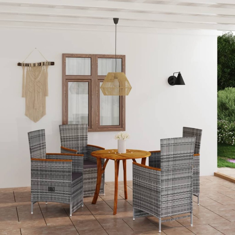 Set Mobili da Pranzo per Giardino 5 pz Grigio