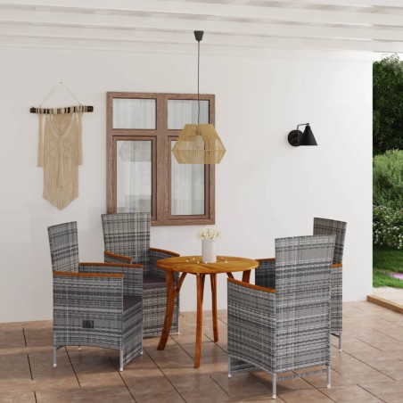 Set Mobili da Pranzo per Giardino 5 pz Grigio