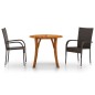 Set Mobili da Pranzo per Giardino 3 pz Marrone Set Mobili da Pranzo per Giardino 3 pz Marrone