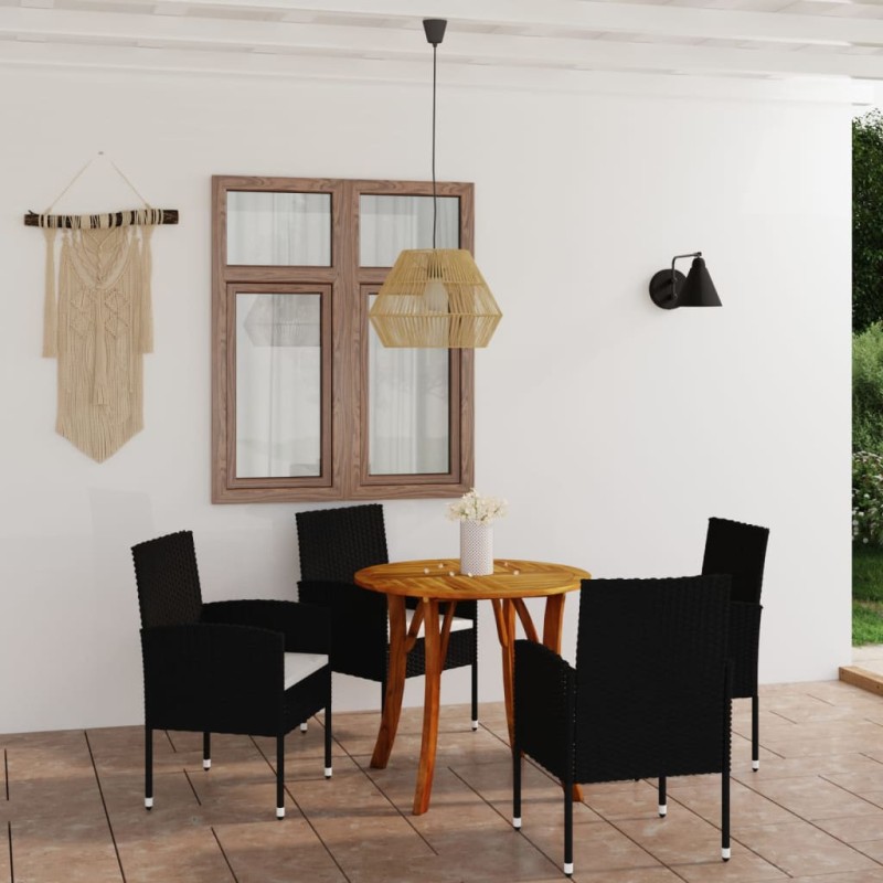 Set Mobili da Pranzo per Giardino 5 pz Nero