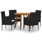 Set Mobili da Pranzo per Giardino 5 pz Nero