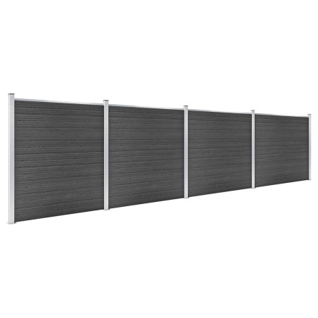 vidaXL Set Pannelli di Recinzione in WPC 699x186 cm Nero