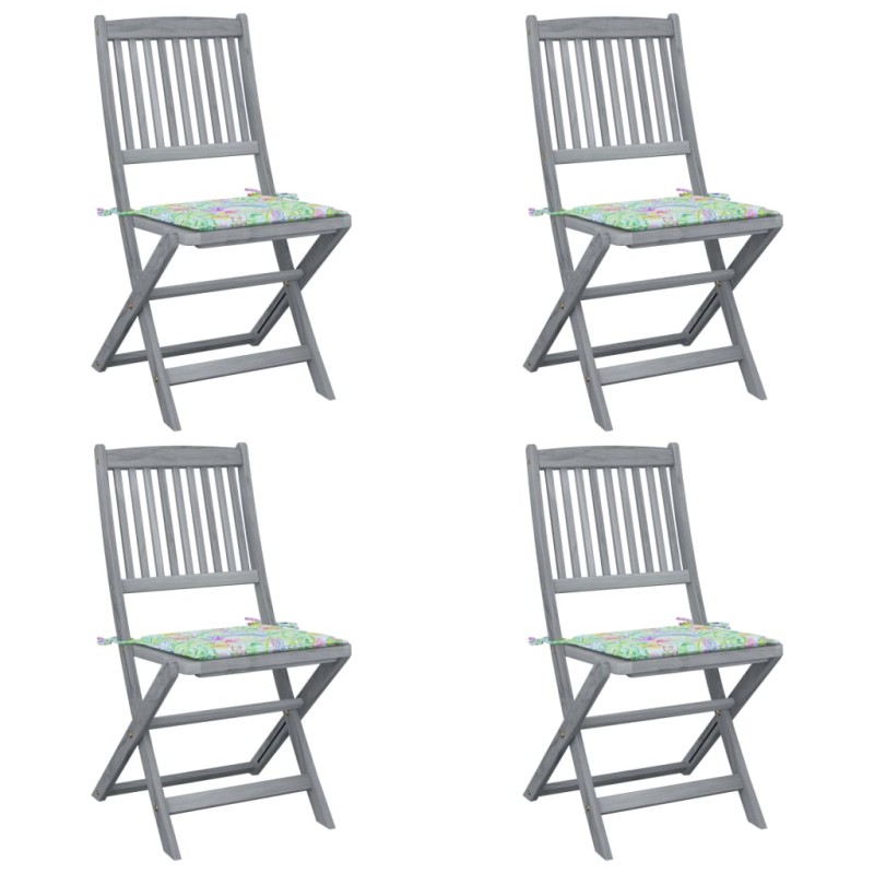 Sedie da Giardino Pieghevoli 4pz con Cuscini in Massello Acacia Sedie da Giardino Pieghevoli 4pz con Cuscini in Massello Acacia
