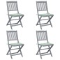 Sedie da Giardino Pieghevoli 4pz con Cuscini in Massello Acacia Sedie da Giardino Pieghevoli 4pz con Cuscini in Massello Acacia