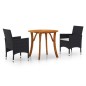 Set Mobili da Pranzo per Giardino 3 pz Nero Set Mobili da Pranzo per Giardino 3 pz Nero