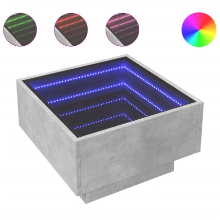 vidaXL Tavolino Salotto con LED Grigio Cemento 50x50x30 cm Multistrato