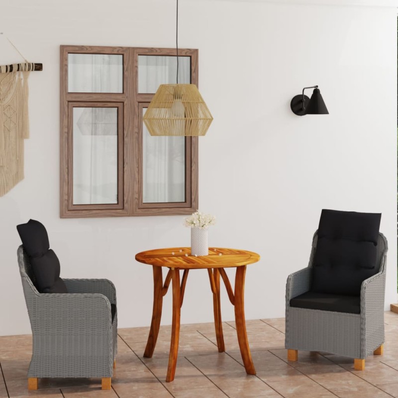 Set Mobili da Pranzo per Giardino 3 pz Grigio Chiaro Set Mobili da Pranzo per Giardino 3 pz Grigio Chiaro