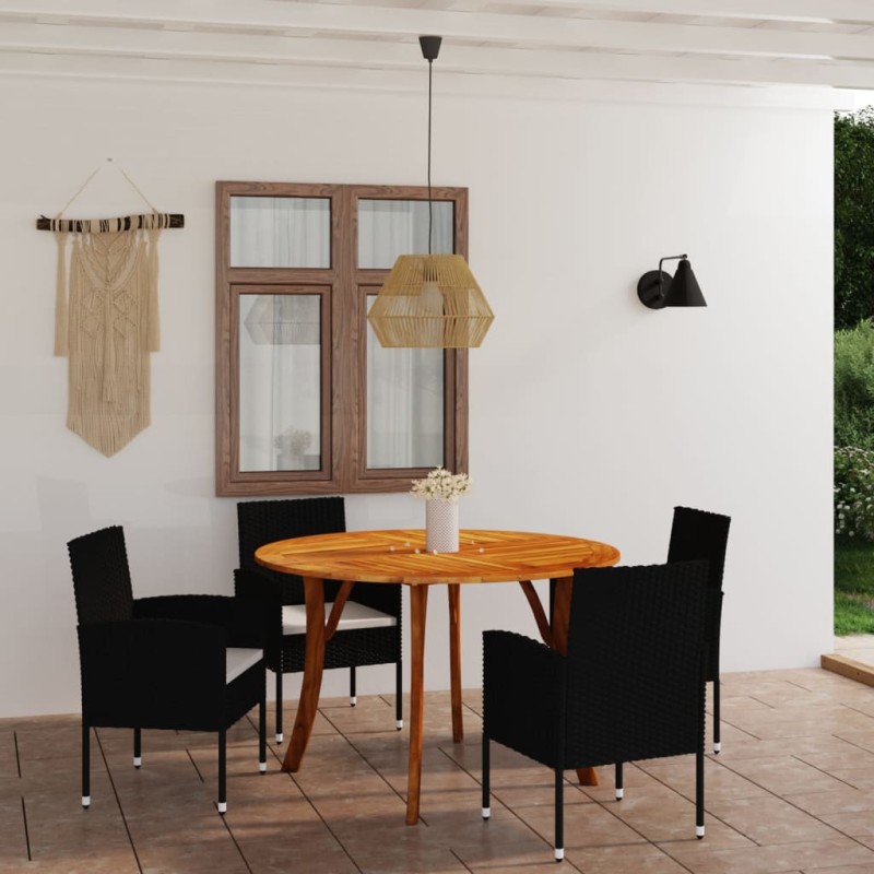 Set Mobili da Pranzo per Giardino 5 pz Nero Set Mobili da Pranzo per Giardino 5 pz Nero