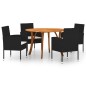 Set Mobili da Pranzo per Giardino 5 pz Nero Set Mobili da Pranzo per Giardino 5 pz Nero