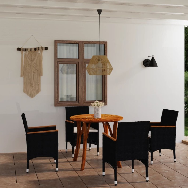 Set Mobili da Pranzo per Giardino 5 pz Nero Set Mobili da Pranzo per Giardino 5 pz Nero