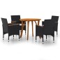 Set Mobili da Pranzo per Giardino 5 pz Nero Set Mobili da Pranzo per Giardino 5 pz Nero