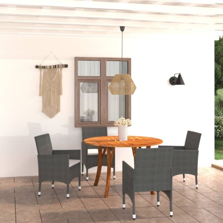 Set Mobili da Pranzo per Giardino 5 pz Nero
