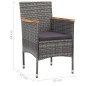 Set Mobili da Pranzo per Giardino 3 pz Grigio