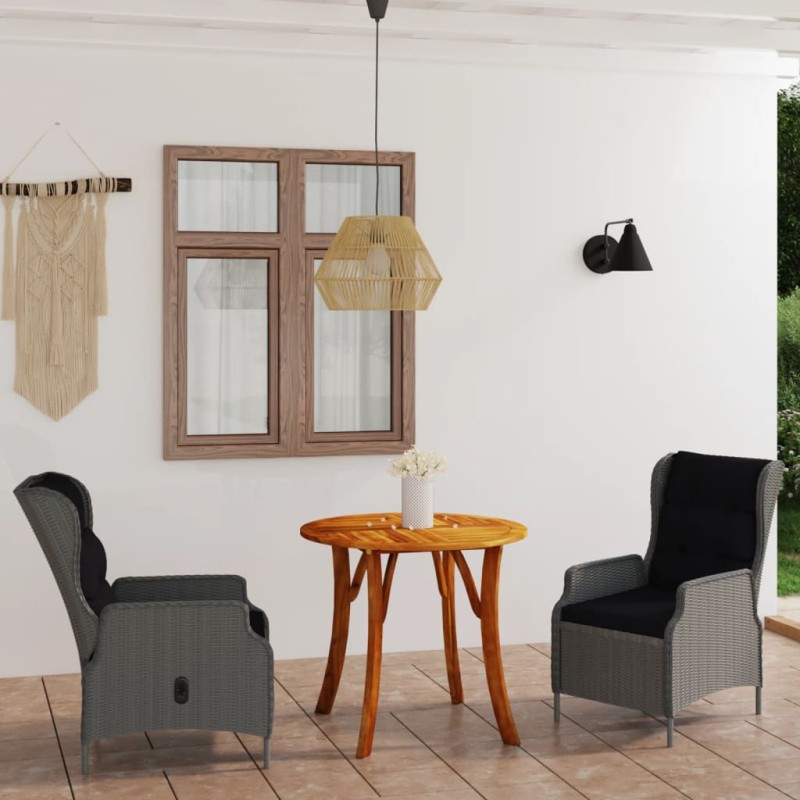 Set Mobili da Pranzo per Giardino 3 pz Grigio Chiaro Set Mobili da Pranzo per Giardino 3 pz Grigio Chiaro