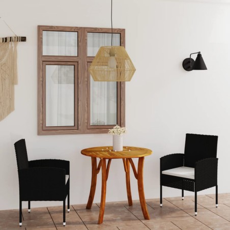 Set Mobili da Pranzo per Giardino 3 pz Nero
