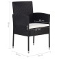 Set Mobili da Pranzo per Giardino 3 pz Nero Set Mobili da Pranzo per Giardino 3 pz Nero
