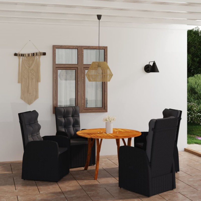 Set Mobili da Pranzo per Giardino 5 pz Nero Set Mobili da Pranzo per Giardino 5 pz Nero