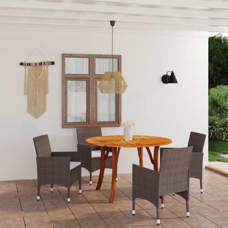 Set Mobili da Pranzo per Giardino 5 pz Marrone Set Mobili da Pranzo per Giardino 5 pz Marrone