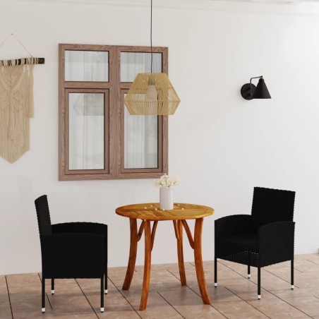 Set Mobili da Pranzo per Giardino 3 pz Nero