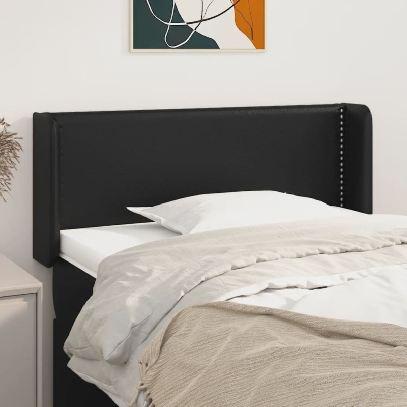 Testiera ad Orecchio Nera 93x16x78/88 cm in Similpelle Testiera ad Orecchio Nera 93x16x78/88 cm in Similpelle