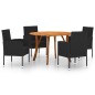 Set Mobili da Pranzo per Giardino 5 pz Nero