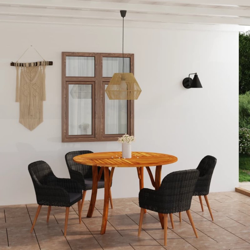 Set Mobili da Pranzo per Giardino 5 pz Nero Set Mobili da Pranzo per Giardino 5 pz Nero