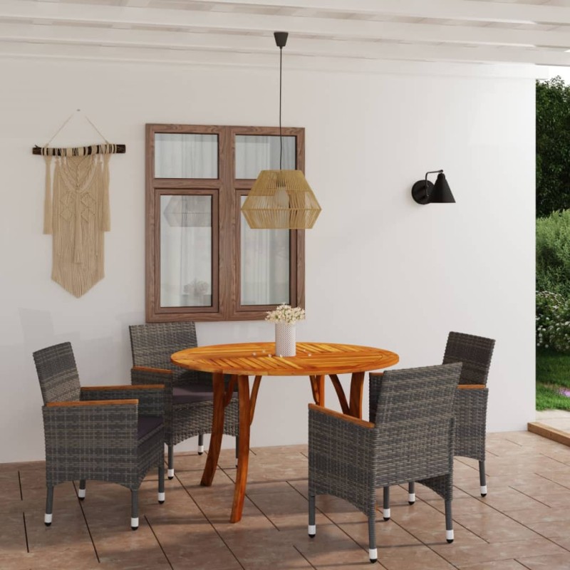 Set Mobili da Pranzo per Giardino 5 pz Grigio Set Mobili da Pranzo per Giardino 5 pz Grigio