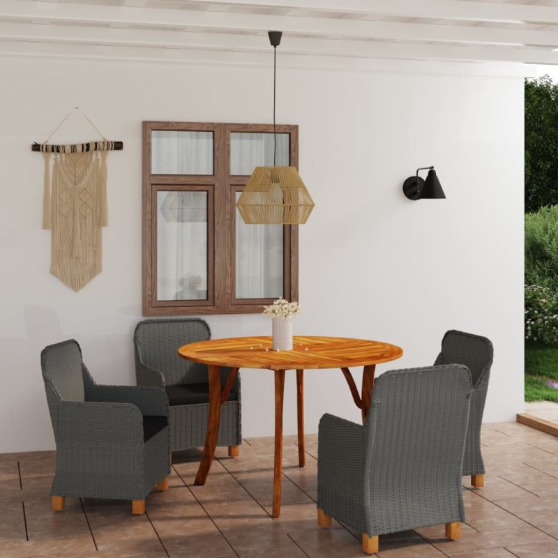 Set Mobili da Pranzo per Giardino 5 pz Grigio Chiaro Set Mobili da Pranzo per Giardino 5 pz Grigio Chiaro