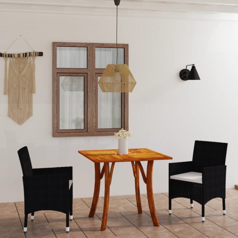 Set Mobili da Pranzo per Giardino 3 pz Nero Set Mobili da Pranzo per Giardino 3 pz Nero