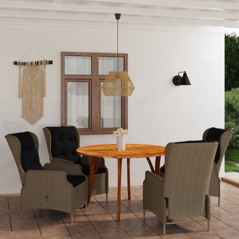 Set Mobili da Pranzo per Giardino 5 pz Marrone Set Mobili da Pranzo per Giardino 5 pz Marrone