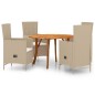 Set Mobili da Pranzo per Giardino 5 pz Beige