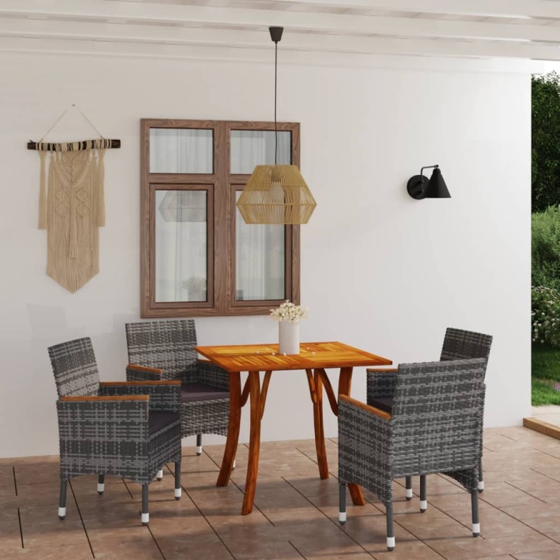 Set Mobili da Pranzo per Giardino 5 pz Grigio Set Mobili da Pranzo per Giardino 5 pz Grigio
