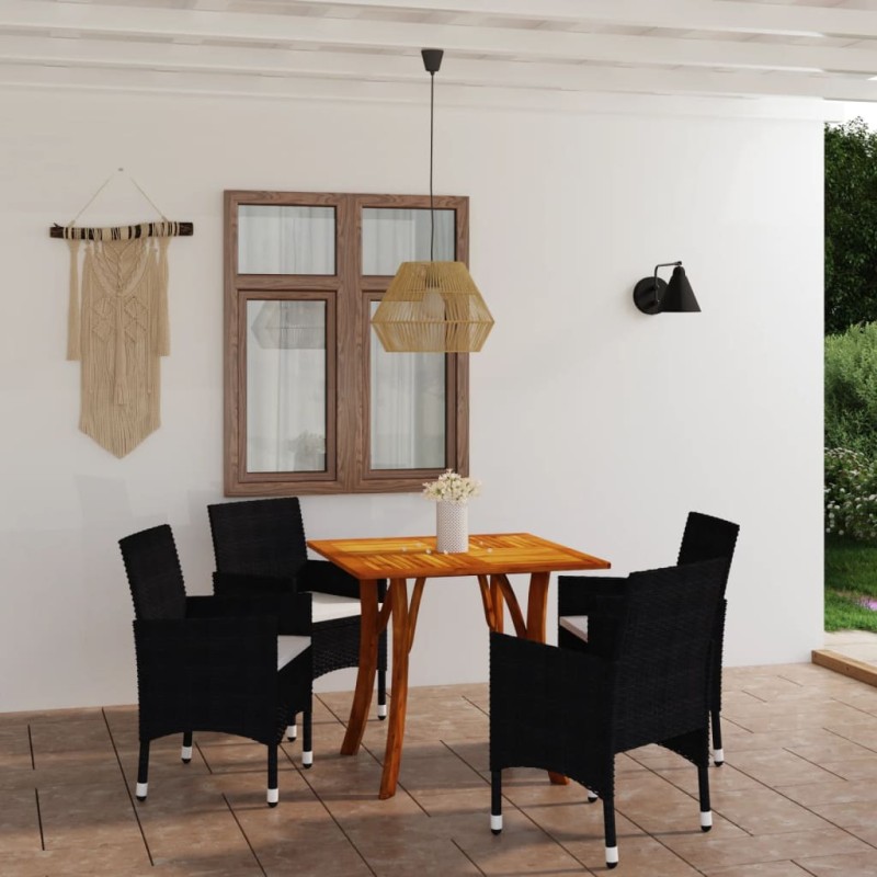 Set Mobili da Pranzo per Giardino 5 pz Nero Set Mobili da Pranzo per Giardino 5 pz Nero