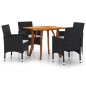 Set Mobili da Pranzo per Giardino 5 pz Nero Set Mobili da Pranzo per Giardino 5 pz Nero