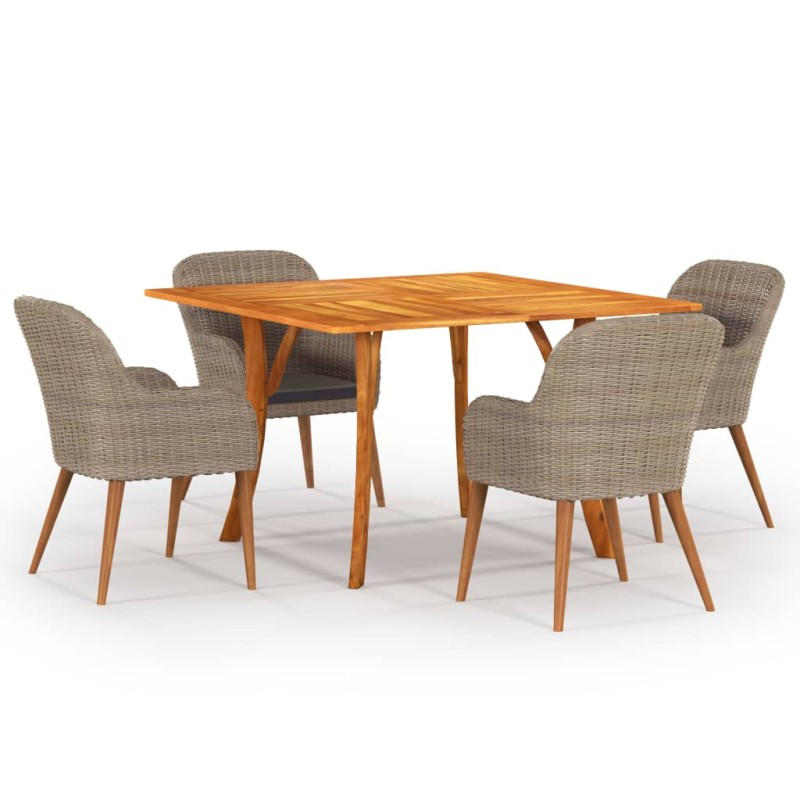 Set Mobili da Pranzo per Giardino 5 pz Marrone Set Mobili da Pranzo per Giardino 5 pz Marrone