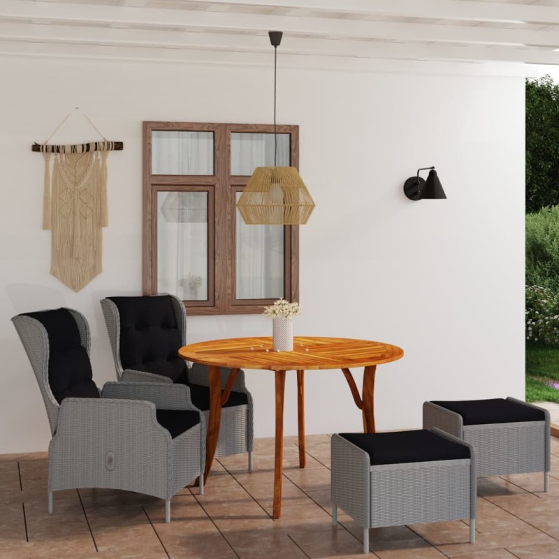 Set Mobili da Pranzo per Giardino 5 pz Grigio Chiaro Set Mobili da Pranzo per Giardino 5 pz Grigio Chiaro