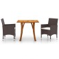 Set Mobili da Pranzo per Giardino 3 pz Marrone Set Mobili da Pranzo per Giardino 3 pz Marrone
