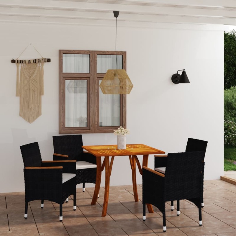 Set Mobili da Pranzo per Giardino 5 pz Nero Set Mobili da Pranzo per Giardino 5 pz Nero